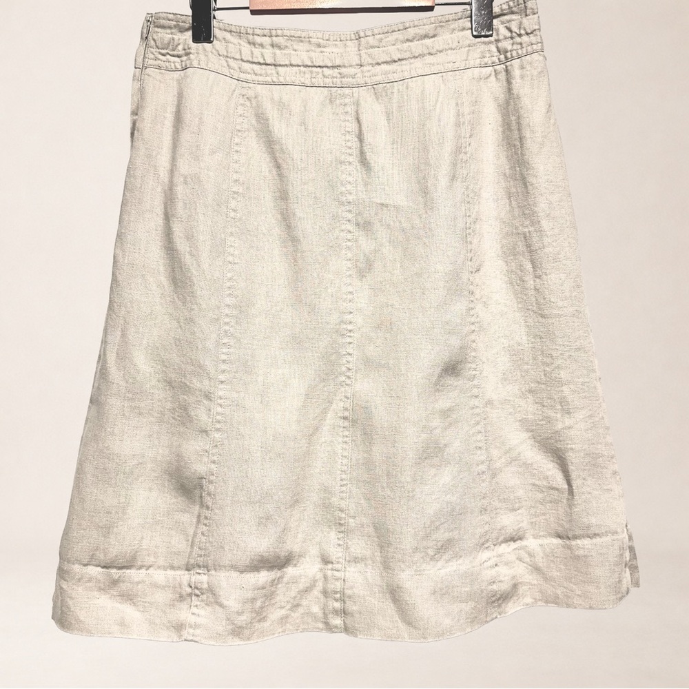 RW&CO Linen Blend A Line Skirt Drawstring Resort Cruise Vacation Neutral Size 6 - Picture 3 of 8